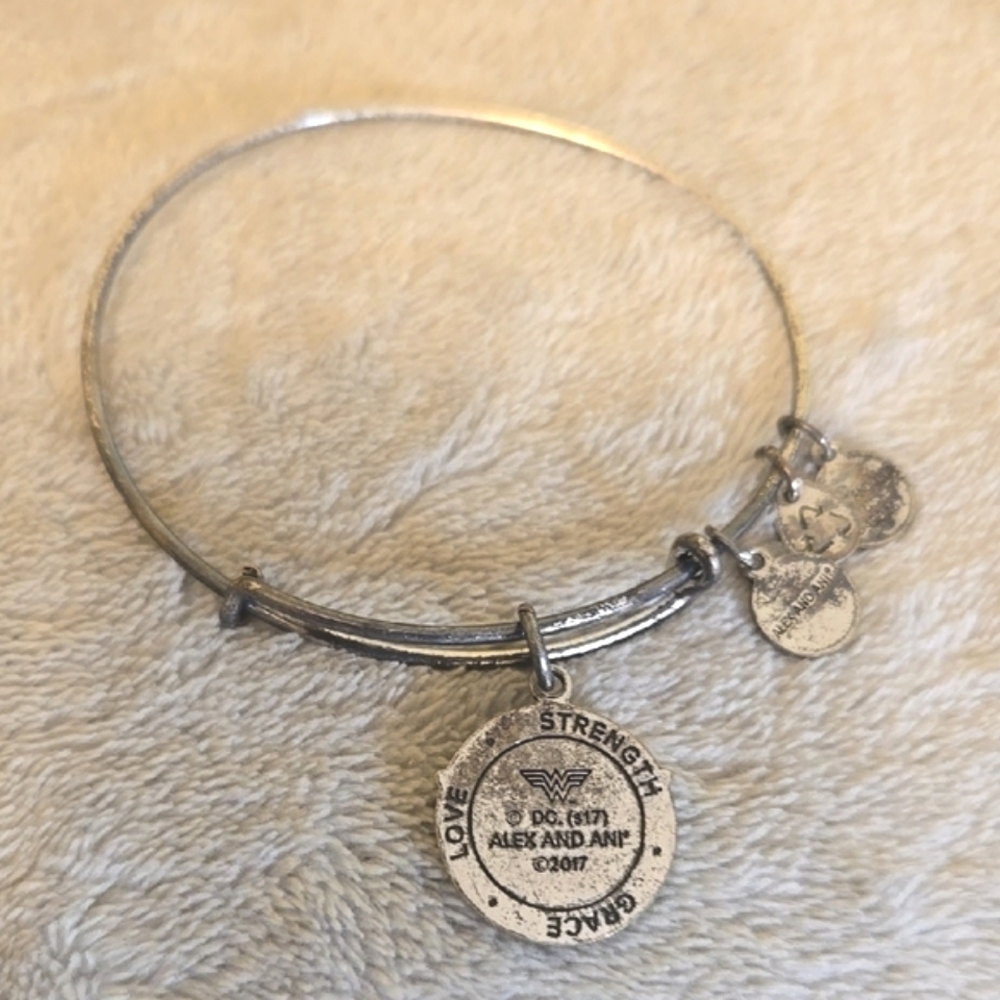 #017 Alex And Ani Wonder Woman Silver and Red Charm Bracelet - Picture 4 of 4